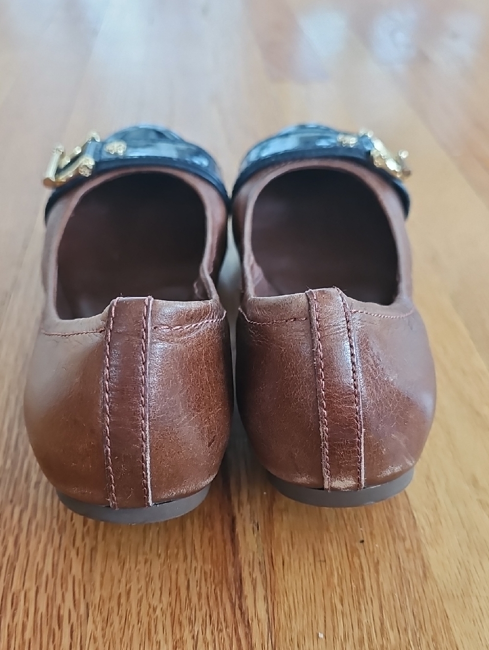 Tory Burch Brown & Black Leather Ballet Flats - Picture 5 of 7